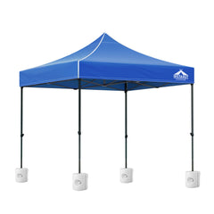 Instahut Gazebo Pop Up 3x3m w/Base Podx4 Marquee Folding Outdoor Wedding Camping Tent Shade Canopy Blue