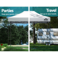 Instahut Gazebo Pop Up 3x4.5m w/Base Podx4 Marquee Folding Outdoor Wedding Camping Tent Shade Canopy White