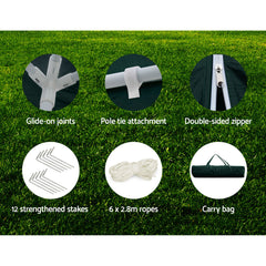 Instahut Gazebo 3x6m Marquee Wedding Party Tent Outdoor Camping Side Wall Canopy 4 Panel Green