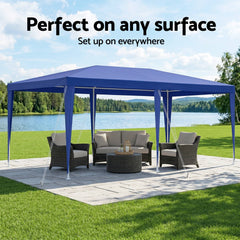 Instahut Gazebo 3x6m Wedding Party Marquee Tent Outdoor Event Camping Canopy Shade Blue