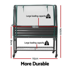 Green Fingers Mobile Raised Garden Bed with Net Cover Storage Shelf for Tomato Vegetables Herb Charcoal