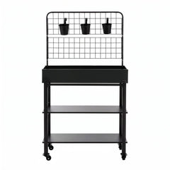 Green Fingers Mobile Raised Garden Bed with Trellis & Shelves Dark Grey