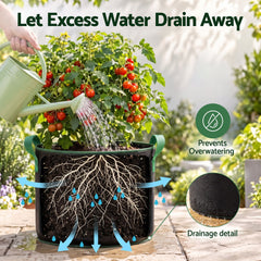 Green Fingers 15 Gallon Grow Bags 300gsm thick Aeration Fabric Pots 10 Pack
