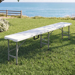 Gardeon 180cm Folding Garden Bench Portable Trestle Seat HDPE Fold In Half White