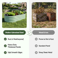 Green Fingers Self Watering Oval Garden Bed Galvanised for Balcony Deck 120x60x30cm