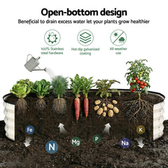 Green Fingers Raised Garden Bed 2 Pack Galvanised Planter Box Rust Resistant 120x60x30cm White