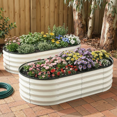 Green Fingers Raised Garden Bed 2 Pack Galvanised Planter Box Rust Resistant 120x60x30cm White