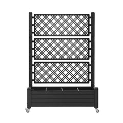 Green Fingers Mobile Planter Box with Trellis, Self Watering Garden Bed & Privacy Screen for Climbing Plants Flowers, Black
