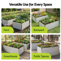 Green Fingers Raised Garden Bed 2 in 1 Modular Galvanised Planter Box Rust Resistant 240x80x60cm