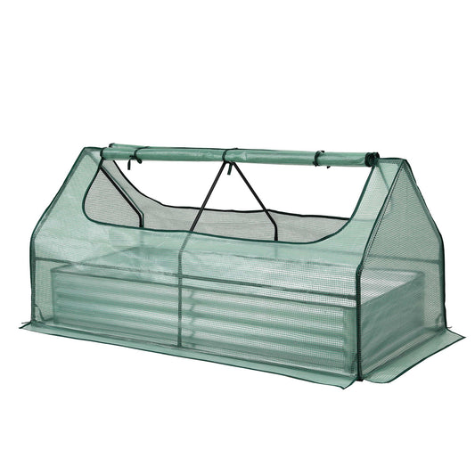 Green Fingers Raised Garden Bed with Greenhouse 3 in 1 Galvanised Planter Box Kit