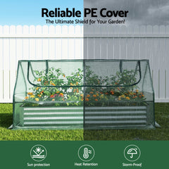 Green Fingers Raised Garden Bed with Greenhouse 3 in 1 Galvanised Planter Box Kit