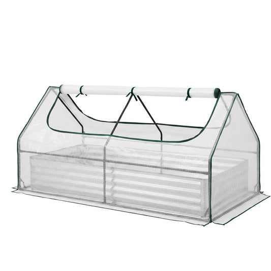 Green Fingers 3 in 1 Raised Garden Bed with Greenhouse Galvanised Planter Box Kit