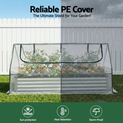 Green Fingers 3 in 1 Raised Garden Bed with Greenhouse Galvanised Planter Box Kit