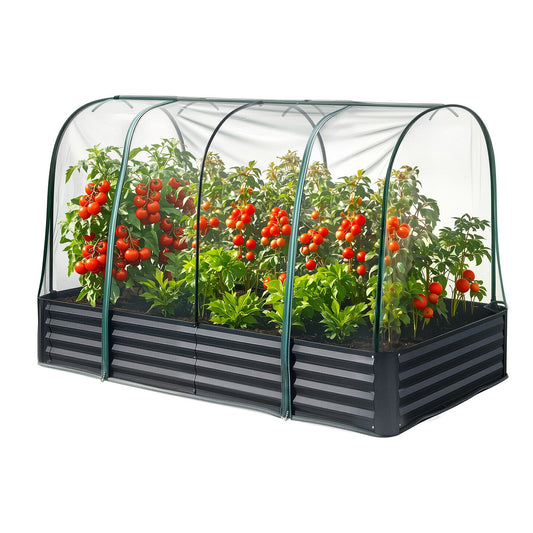 Green Fingers Raised Garden Bed with Mesh Netting Galvanised Planter Box Bird Proof 180x90x120cm