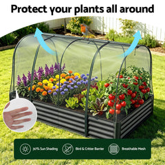Green Fingers Raised Garden Bed with Mesh Netting Galvanised Planter Box Bird Proof 180x90x120cm