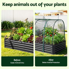 Green Fingers Raised Garden Bed with Mesh Netting Galvanised Planter Box Bird Proof 180x90x120cm