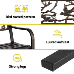 Gardeon Outdoor Bench Seat Garden Steel Outdoor Furniture 3 Seater Park Bronze