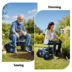 Gardeon Garden Seat with Wheels 360 Swivel Adjustable Height Rolling Stool 150kg