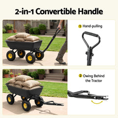 Gardeon Garden Cart Dump Utility Wagon 270kg 2in1 Handle Tractor Trolley 110L with 10in Tyres