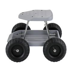Gardeon Garden Cart Seat with Wheels, Rolling Work Stool with Tool Storage Tray, 440lbs (200kg) Heavy Duty Capacity Garden Stool for Outdoor Yard Work, Car Detailing, and Garage Maintenance, Grey/Black