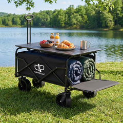 Gardeon Folding Camping Wagon Heavy Duty Utility Cart with Tailgate Table 150L