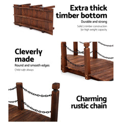 Gardeon Garden Decor Outdoor Ornament Wooden Bridge Chain 160cm