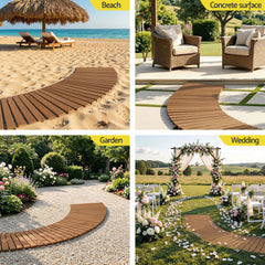 Gardeon 8FT Wooden Garden Pathway Roll-Out Curved Walkway Outdoor Backyard Brown
