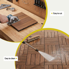 Gardeon 27PCS Wood Deck Tiles 30x30cm Interlocking Floor Tiles for Patio Balcony Garden