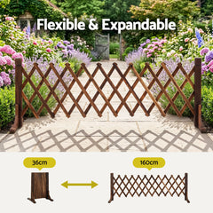 Gardeon Garden Fences Expandable Wooden Trellis Fence Plant Frame 160cm Brown