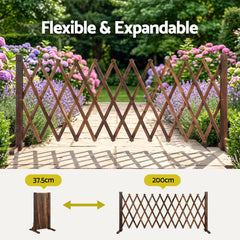 Gardeon Garden Fences Expandable Wooden Trellis Fence Plant Frame 200cm Brown
