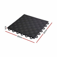 Giantz Garage Floor Tiles Interlocking PP Flooring 25PCS 30x30cm Black