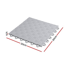 Giantz Garage Floor Tiles Interlocking PP Flooring 25PCS 30x30cm Grey