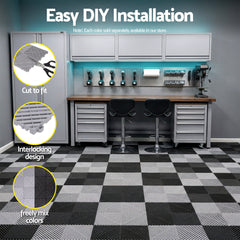 Giantz 20PCS Garage Floor Tiles Interlocking Drainage Non-Slip Tiles Heavy Duty for Workshop Grey