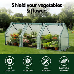 Green Fingers Mini Greenhouse 240x90x90cm Steel Frame PE Cover Outdoor Shelter
