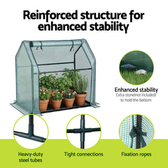 Green Fingers Mini Greenhouse 91x46x84cm Steel Frame PE Cover Outdoor Shelter