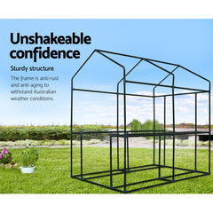 Green Fingers Greenhouse 1.2x1.9x1.9M Walk in Green House Tunnel Plant Garden Shed 4 Shelves