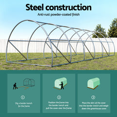 Green Fingers Greenhouse 9x3x2M Walk in Green House Tunnel Plant Garden Shed Dome