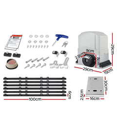 LockMaster Electric Sliding Gate Opener 1200KG Auto Keypad Hardware Remote 6M