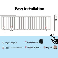LockMaster Automatic Sliding Gate Opener Kit Keypad 6M 1000KG