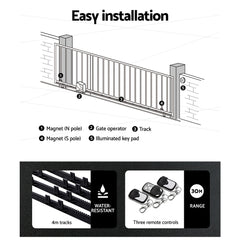 LockMaster Automatic Sliding Gate Opener Kit 40W Solar 4M 600KG