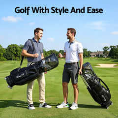 Everfit Golf Cart Bag Rolling Buggy Club Organiser Synthetic Leather Black
