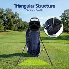 Everfit Golf Stand Bag Lightweight Carry Bag Dual Strap Club Divider Blue