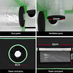 Green Fingers Grow Tent Kits 240x240x200cm Hydroponics Indoor Grow System Black