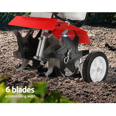 Giantz 63CC Tiller Garden Cultivator Rototiller 4 Blades Soil Plower Rotary Hoe