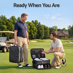 Everfit Golf Trunk Organizer for Car, 2-Tier Golf Storage Bag with Ventilated Shoe Compartment Black