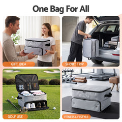 Everfit Golf Trunk Organizer for Car, 2-Tier Golf Storage Bag with Ventilated Shoe Compartment Grey
