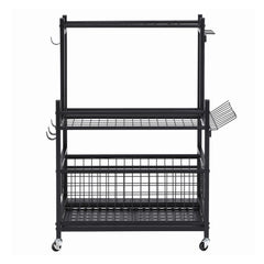 Gardeon Garden Tool Organizer Rack 16 Slots Rolling Garage Storage with Hooks