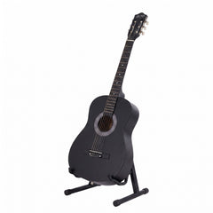 Alpha 38 Inch Classical Acoustic Guitar with Folding Stand Capo and String Set Black