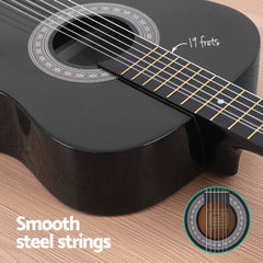 Alpha 38 Inch Acoustic Guitar Full Size Classical Cutaway Nylon String Black