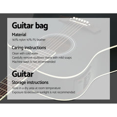 Alpha 41 Inch Acoustic Guitar Equaliser Electric Output Cutaway w/ Stand Black